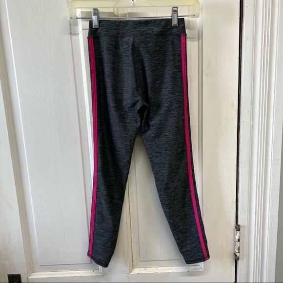 Adidas youth girls small 7/8 pink heather grey leggings athletic pants - Picture 2 of 5